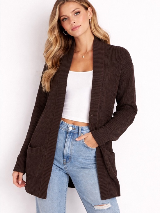 Sweaters - Brown Cardigan Sweater